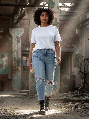 American Eagle Outfitters Plus 22 Long Jeans Light Blue Denim Distressed